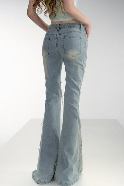 SMOKY WASHED ROPE FLARED JEANS