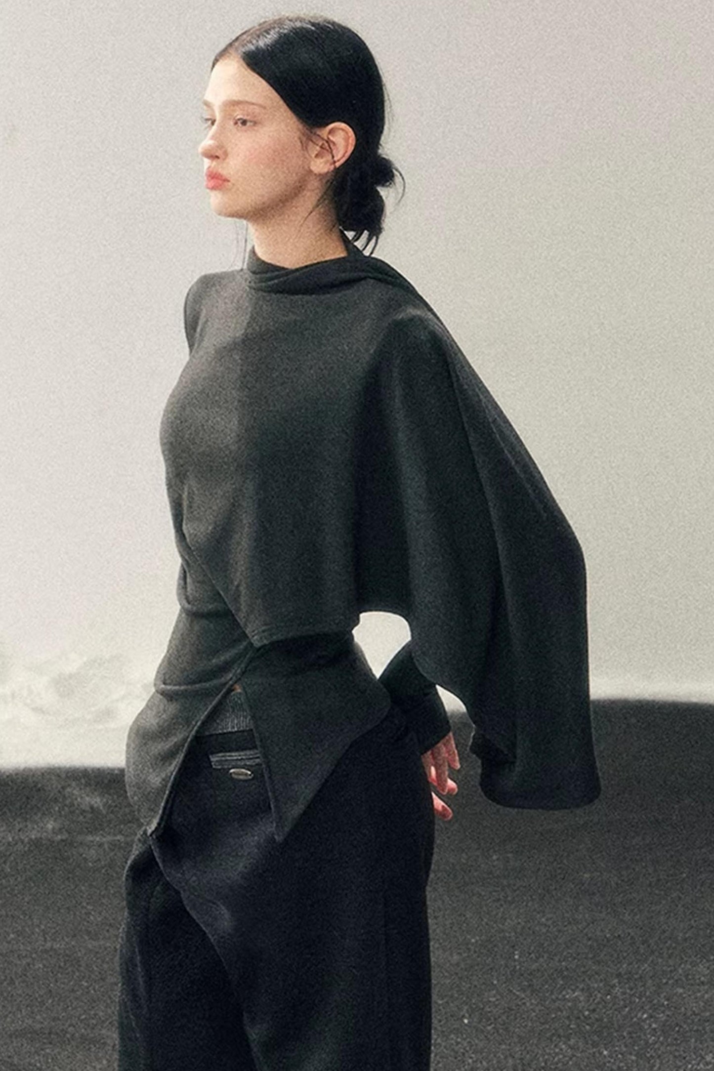 Irregular Waist-Cinching Winter Top