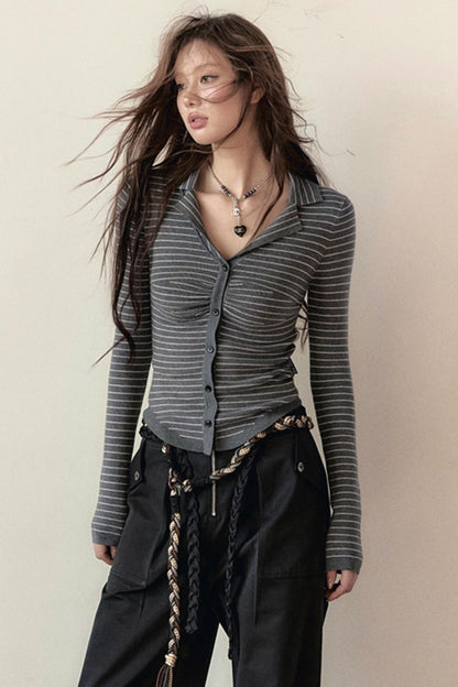 Wool Base Layer Striped Top