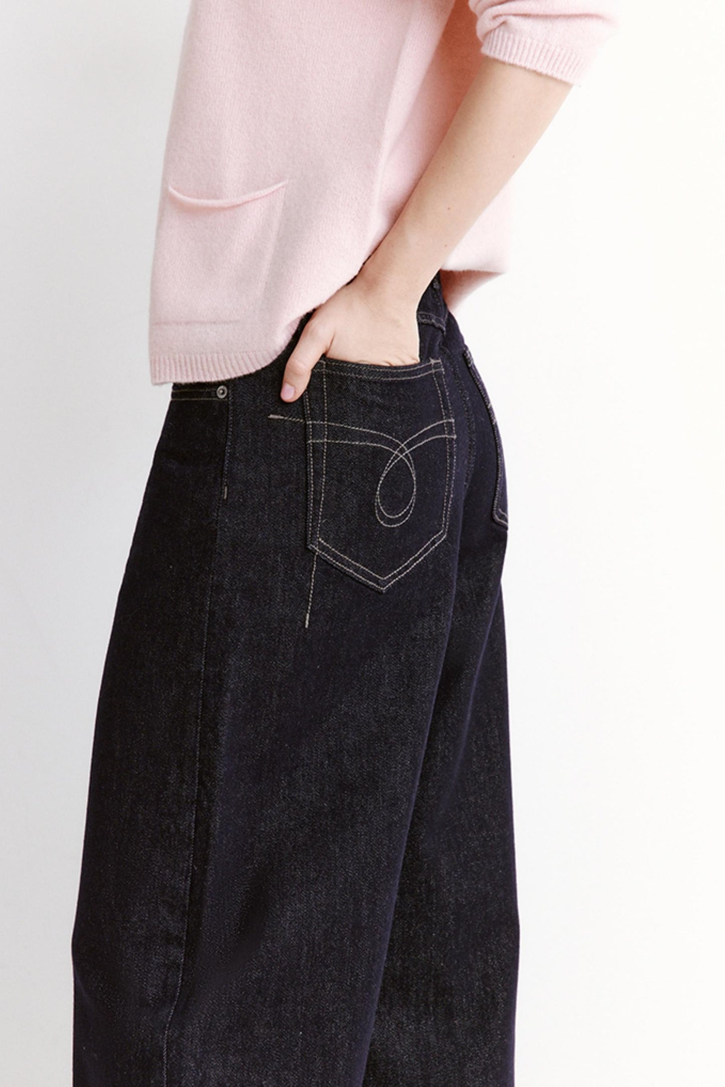 Winter Vintage Contrast Jeans Pants