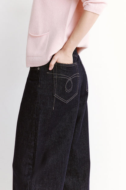 Winter Vintage Contrast Jeans Pants