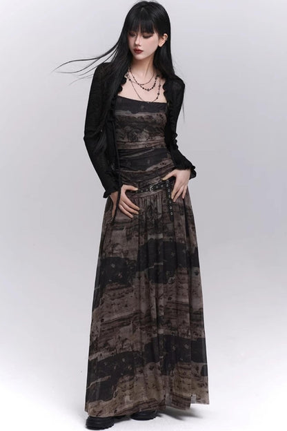 Summer Black And Brown Halter Dress