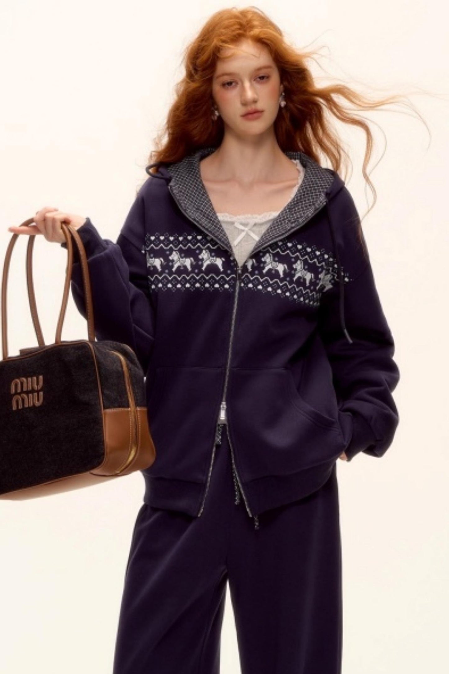 Fair Isle Quilted Jacket Pants Set-Up