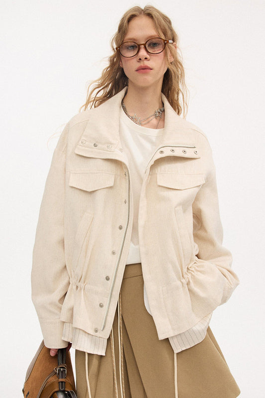 Stand Collar Patchwork Jacket