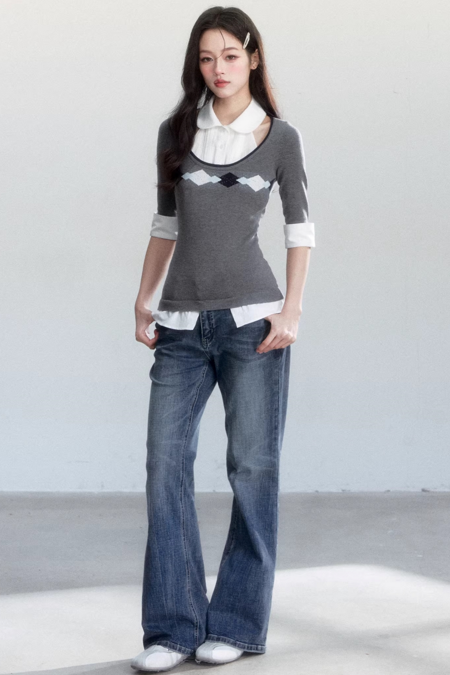 Retro Jacquard Knit Top Set-Up