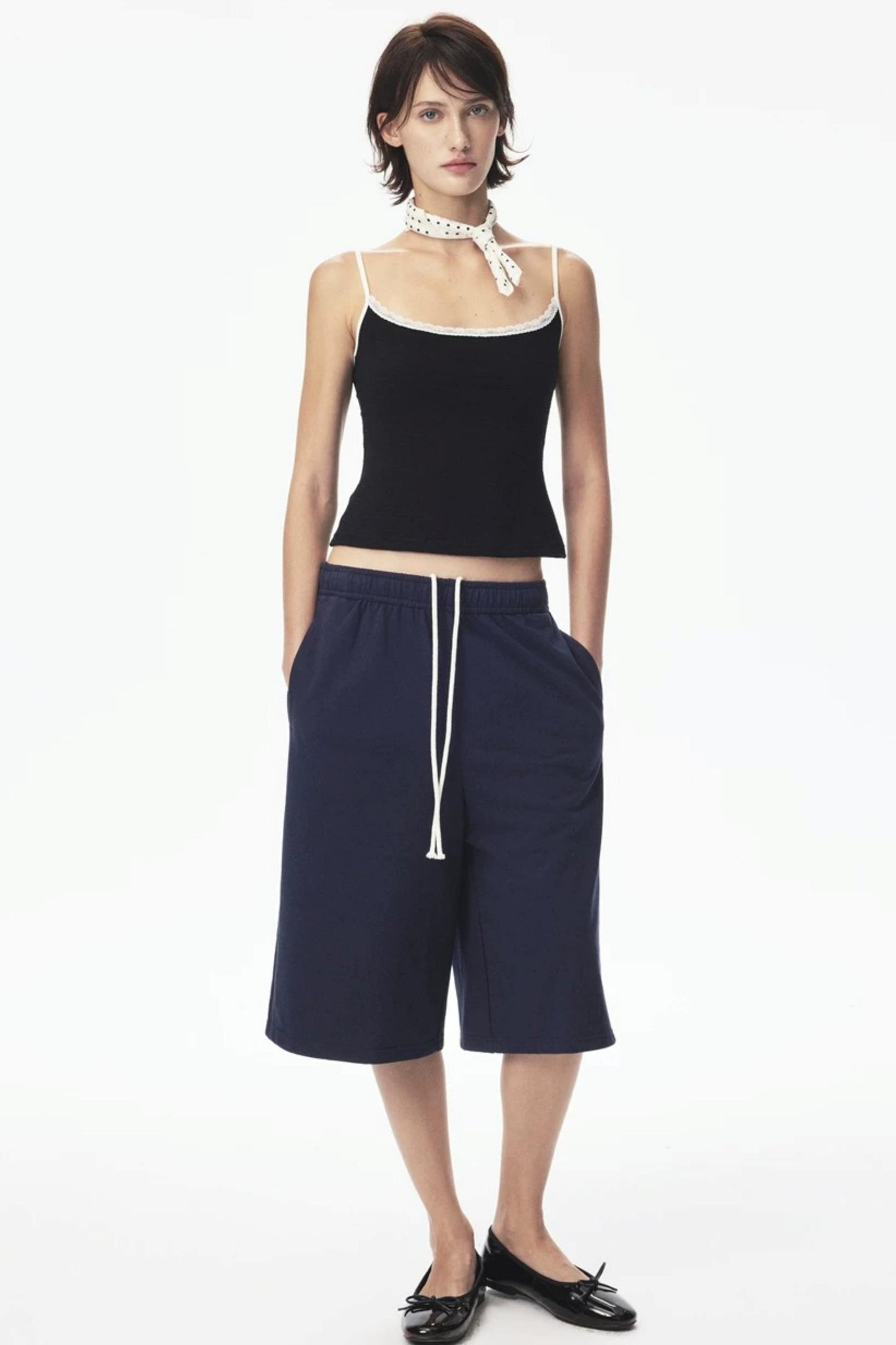 Canotta in pizzo con color-blocking
