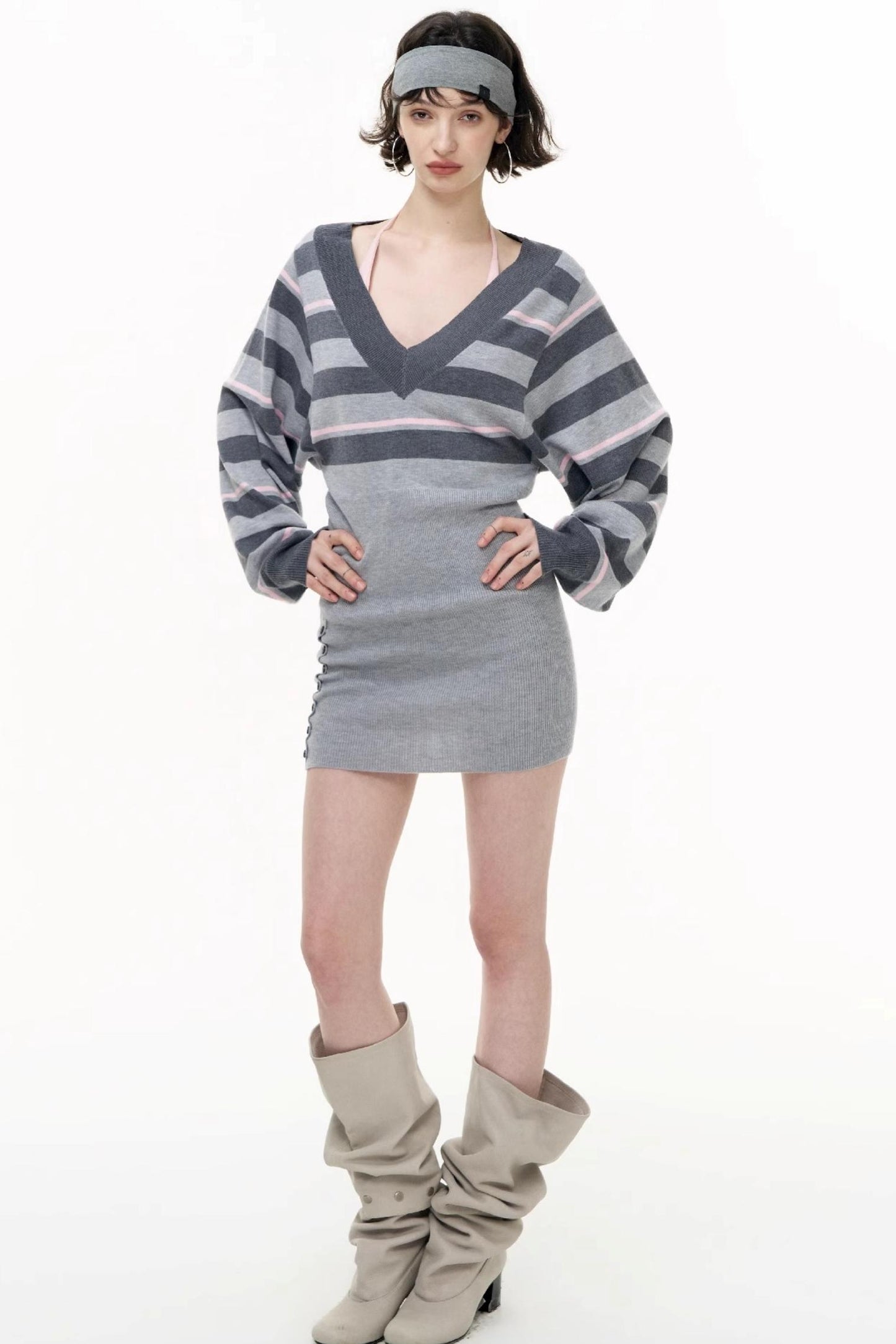 Striped Spliced Autumn Dress