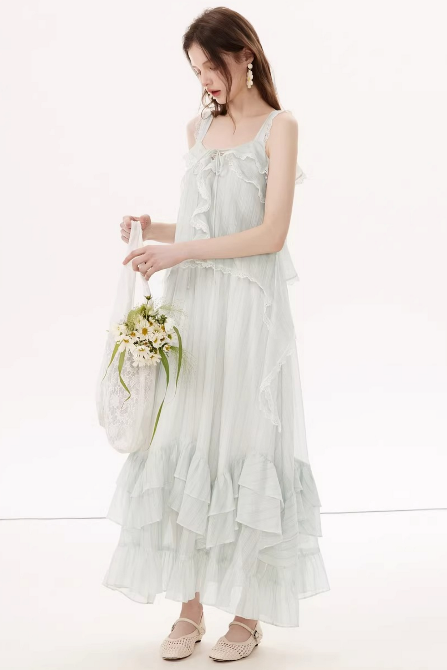 Tencel Ruffle Two-Piece Dress