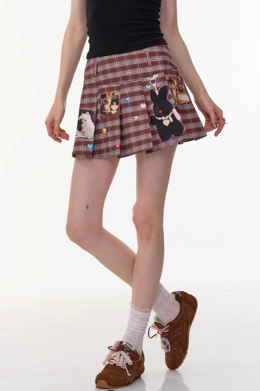 Plaid High-Waist Bustier Skirt