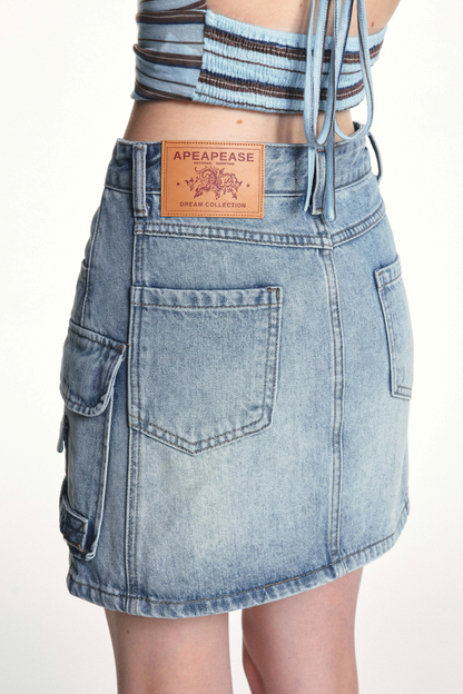 Retro Washed Slimming Denim Skirt