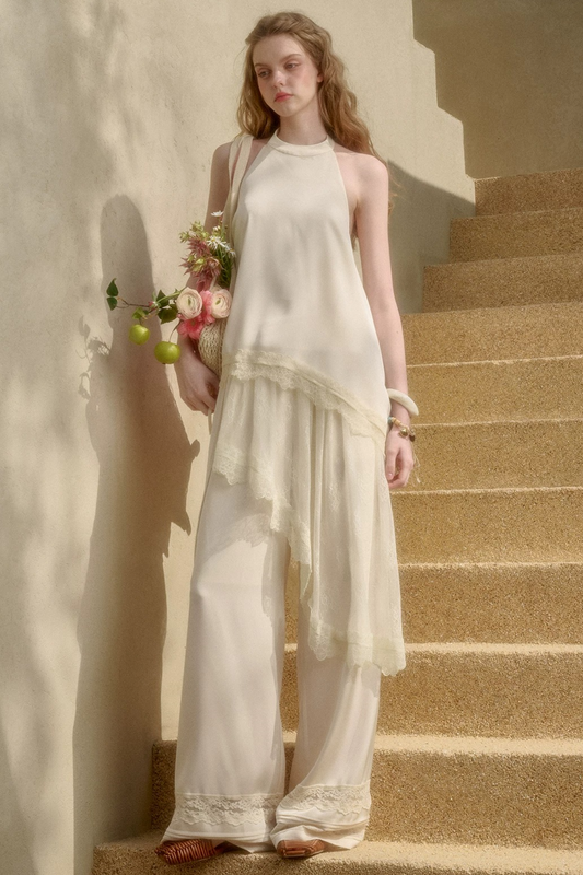 Pearl Satin Lace Suit Set-Up