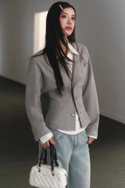 Gray Deconstructed Wool Cardigan