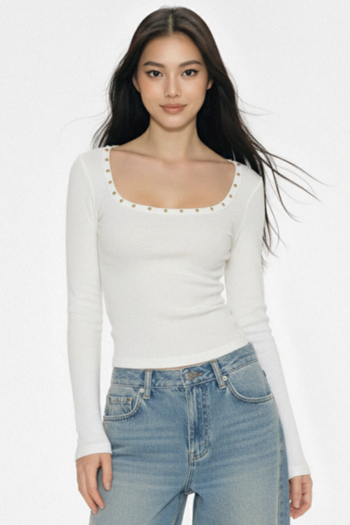 Retro Rivet Knit Top