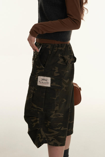 Retro High Waist Camouflage Cargo Pants