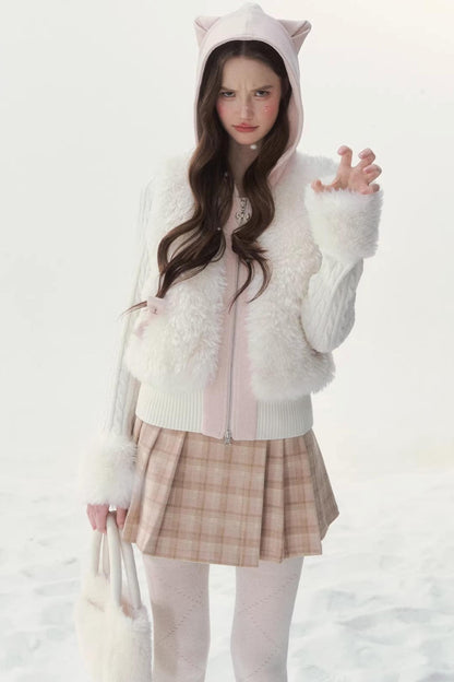 Eco-Friendly Fur Patchwork Jacket