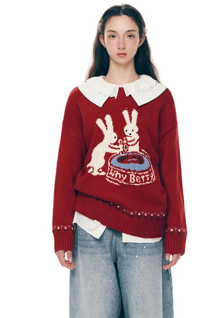 Red Rabbit Knitted Sweater