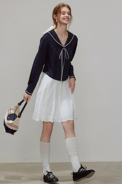 Navy Collar Womens Top