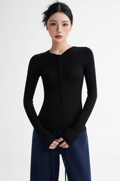 Wool Lyocell Henley Top