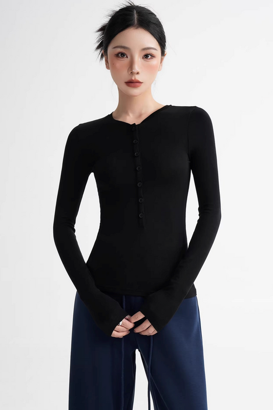 Wool Lyocell Henley Top
