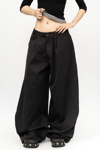 Black Minimalist Wide-Leg Pants