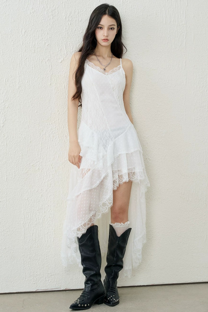 Ghostly Lace Irregular Dress