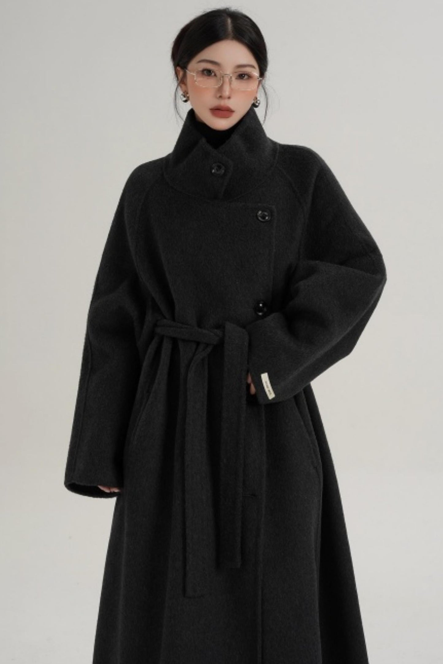 Elegant Charcoal Wool Coat
