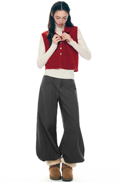 Retro Distressed Cotton Pants