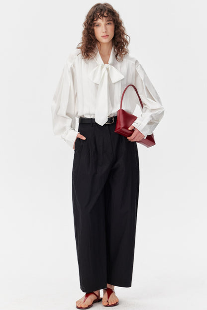 Pleated Bow Tie Shirt