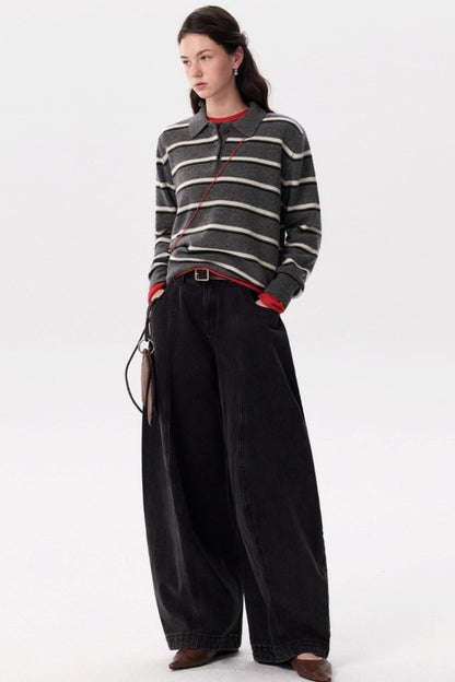 Fashionable Striped Wool Knitted Sweater