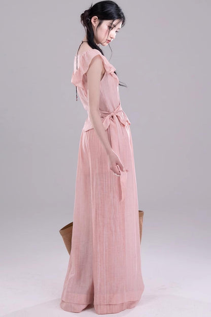 Blossom Breeze Ruffle Sleeve Tie Set-Up