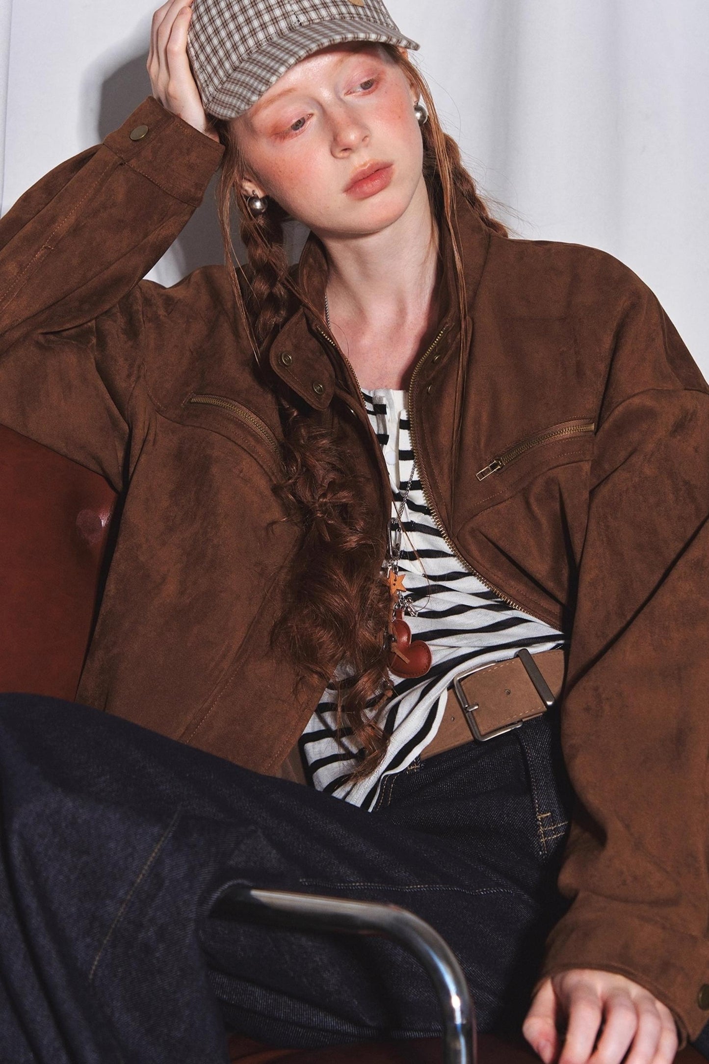 Lapel Suede Silhouette Jacket