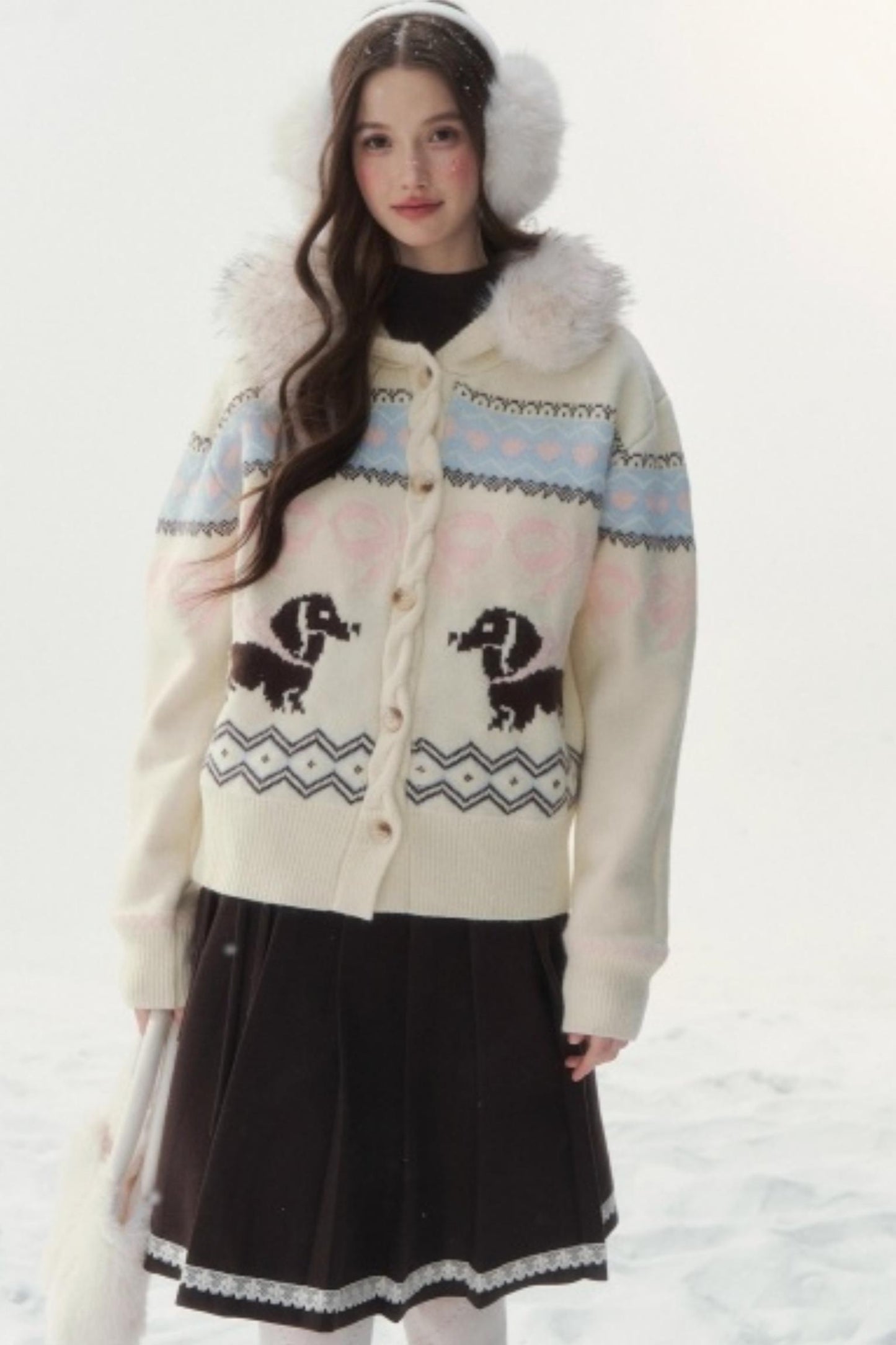 Retro Fair Isle Dachshund Sweater Jacket