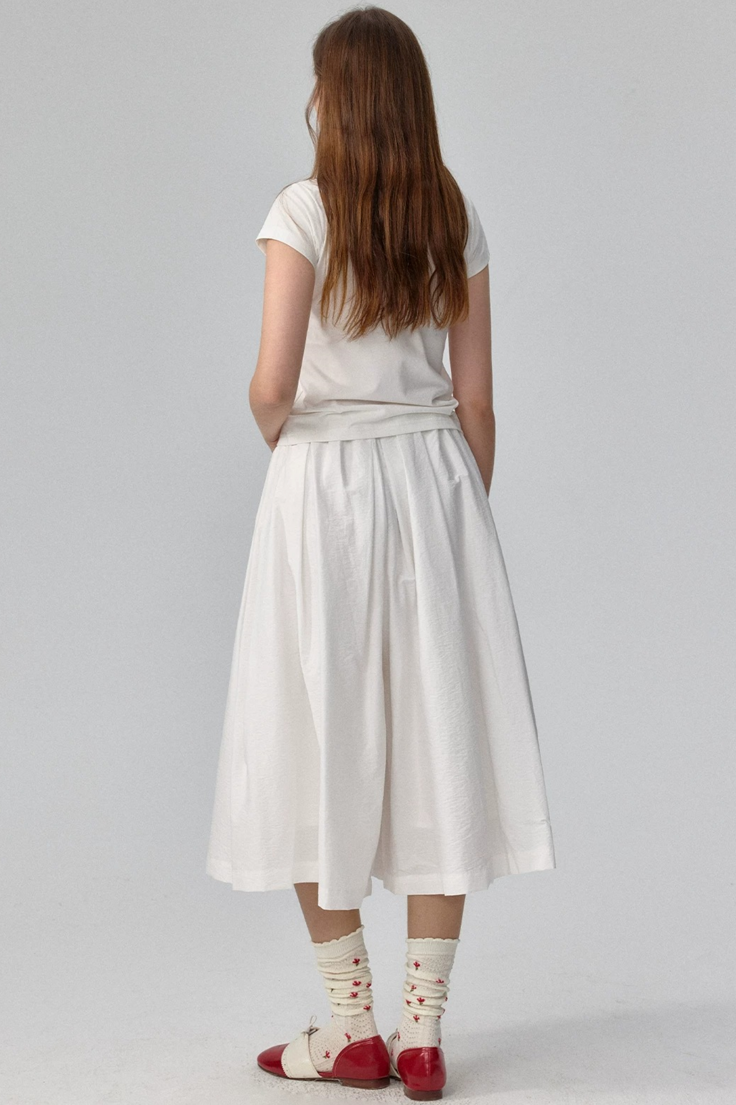 Pleated Cropped Wide-Leg Pants