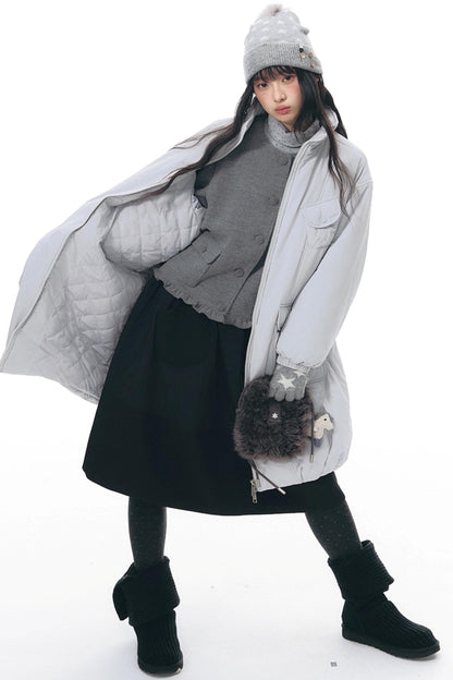 Textured Quilted A-Line Skirt