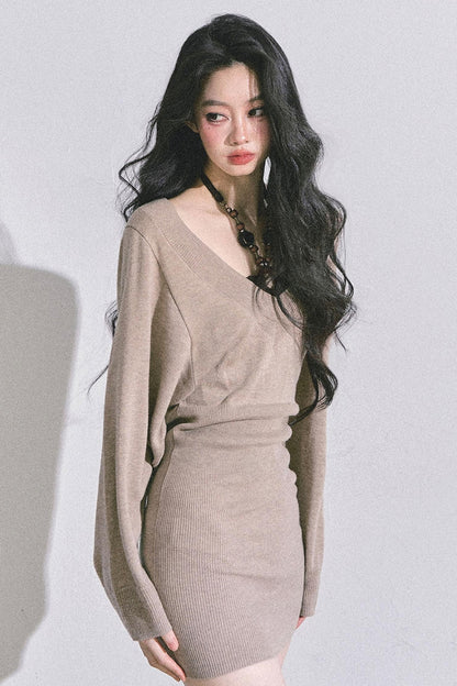 Gold Wisdom French Knitted Dress Set-Up