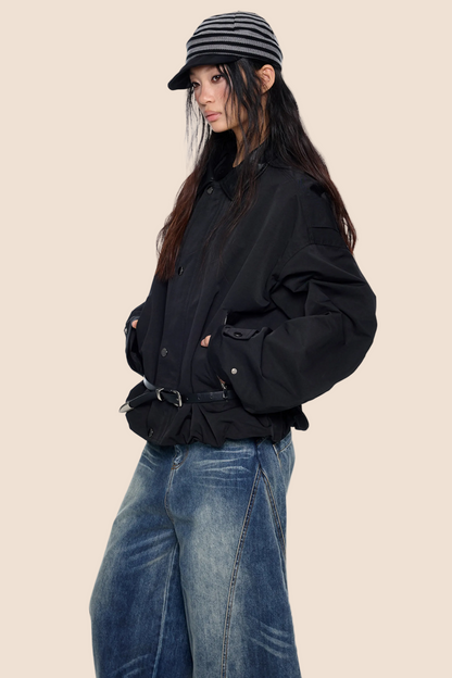 Leather Patchwork Embroidered Jacket