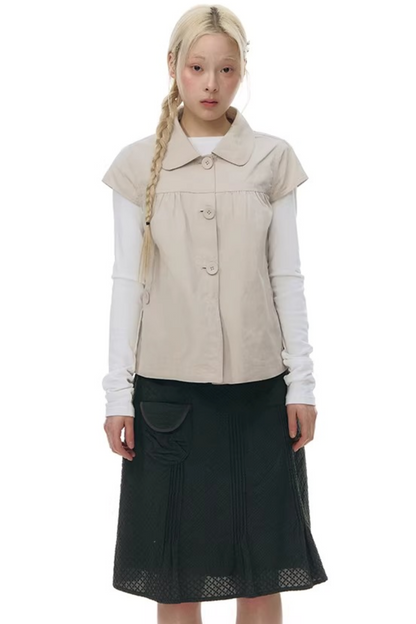 Doll Collar Flutter Sleeve Cardigan