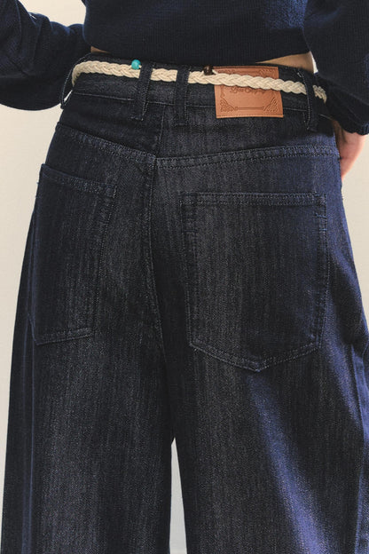 Embroidered Straight-Leg Pants