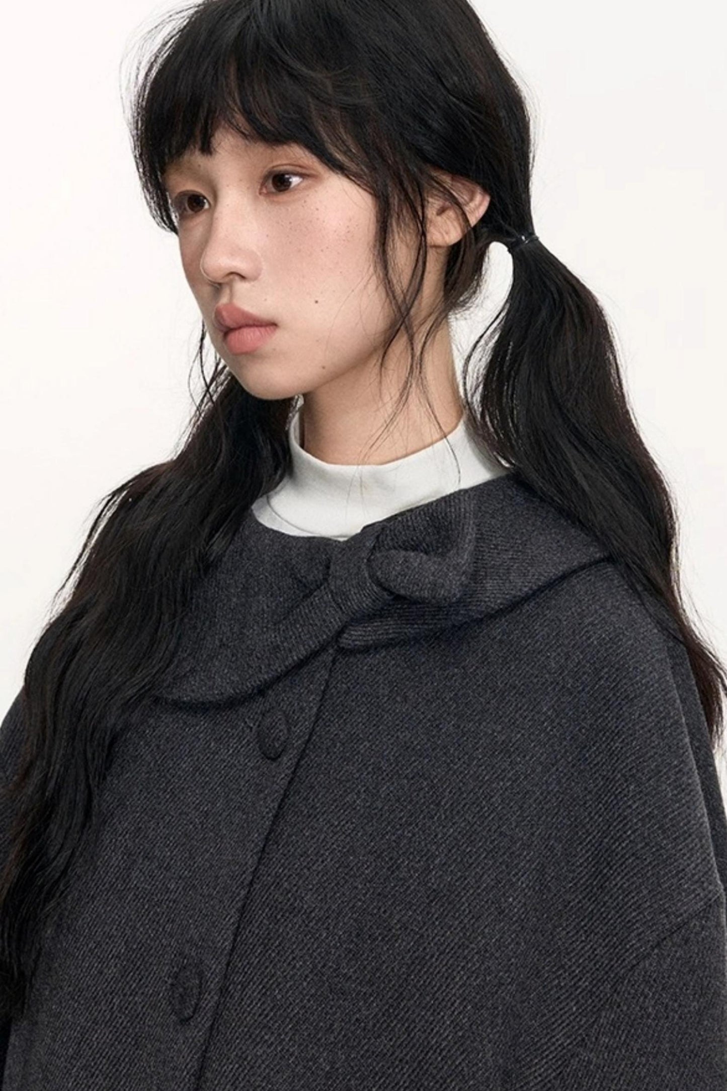 Round Lapel Woolen Coat