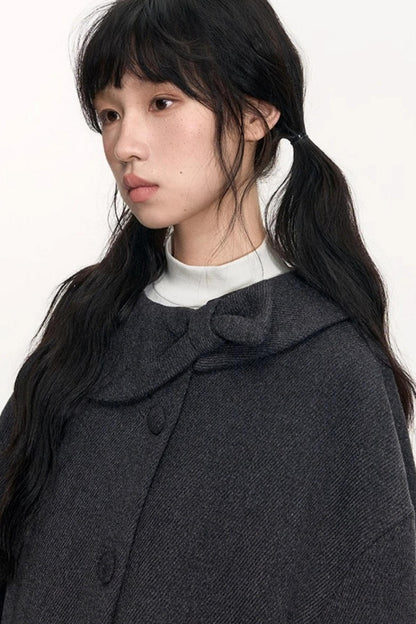 Round Lapel Woolen Coat