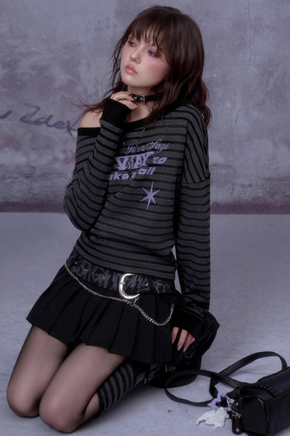 Purple Star Slanted Shoulder Sweatshirt
