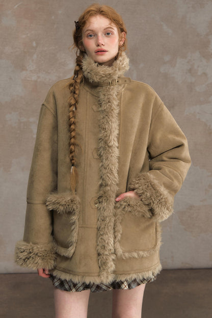 Winter Lamb Fur Deer Skin Jacket