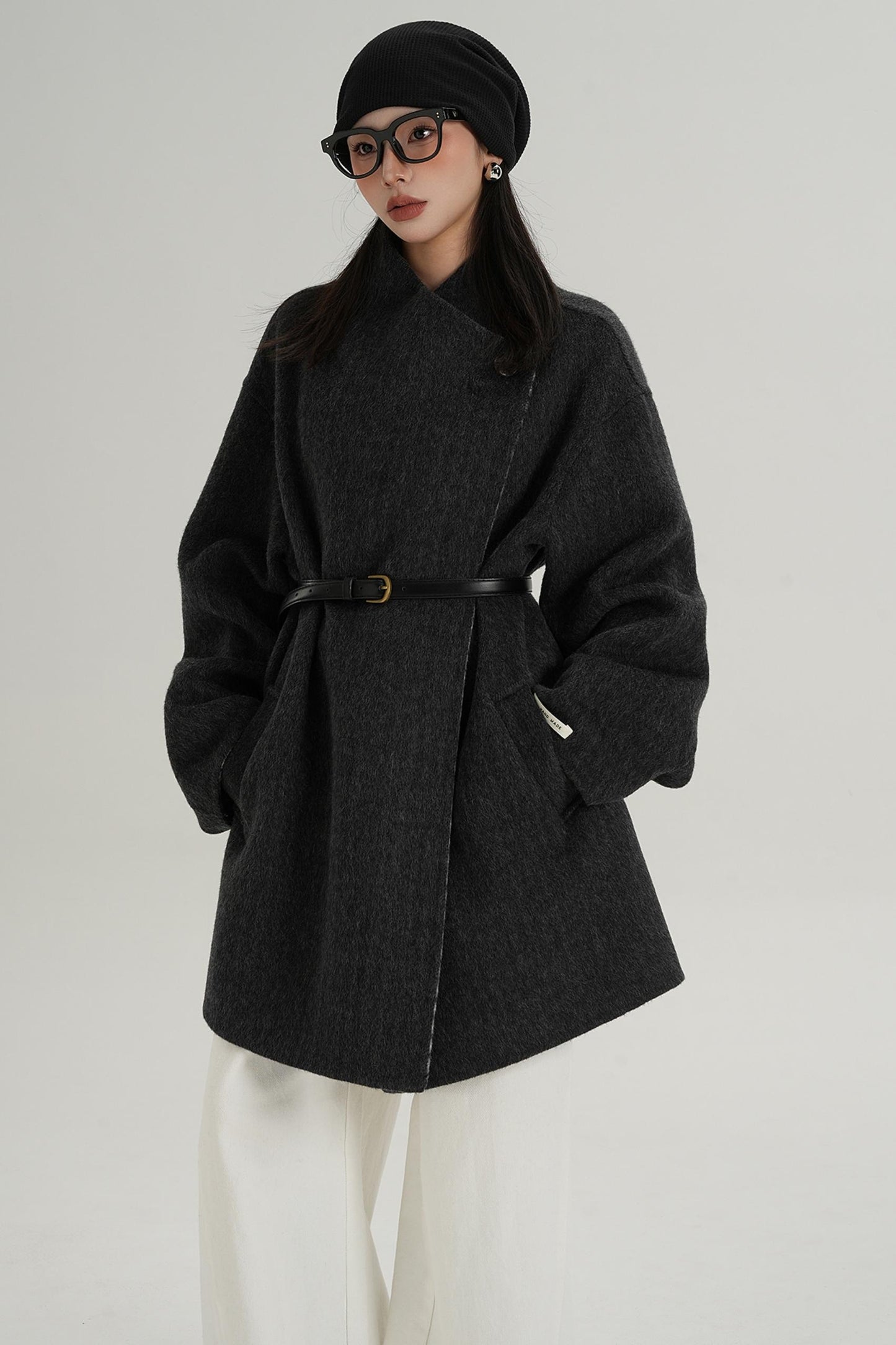 Lace-Up Reversible Wool Coat