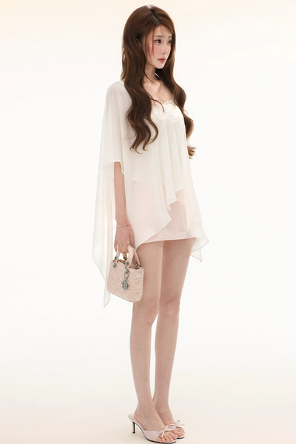 Satin Lace Off-Shoulder Top Set-Up