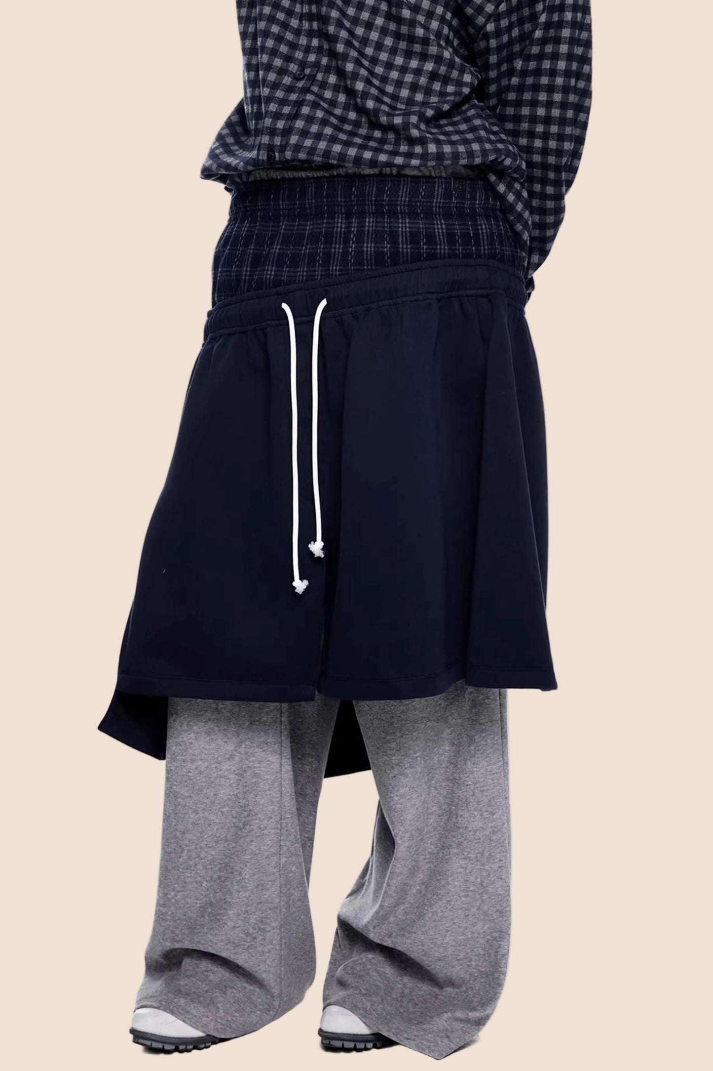 Patchwork Faux Two-Piece Skirt