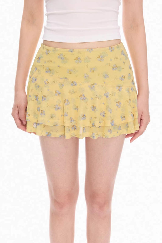 Blue Floral Wave Skirt