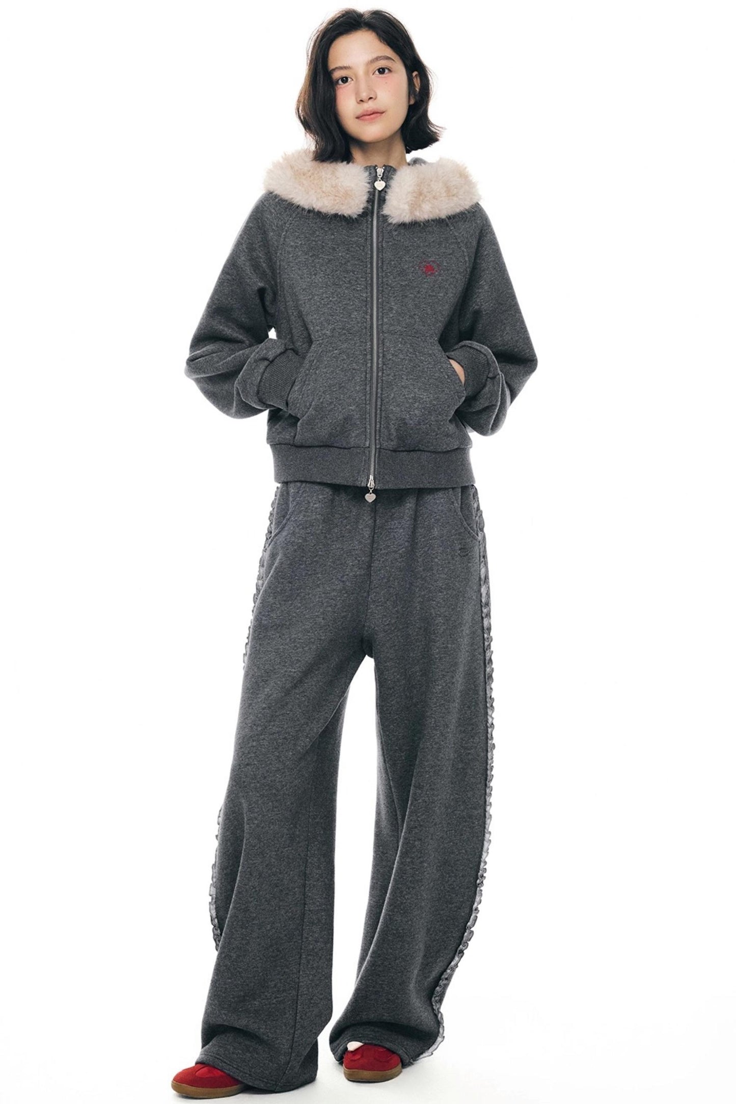 Gray Lace-Up Sweatpants