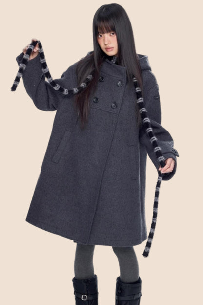 Retro Hooded Woolen Coat