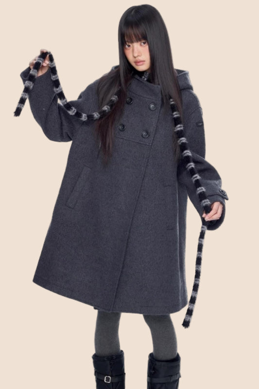 Retro Hooded Woolen Coat