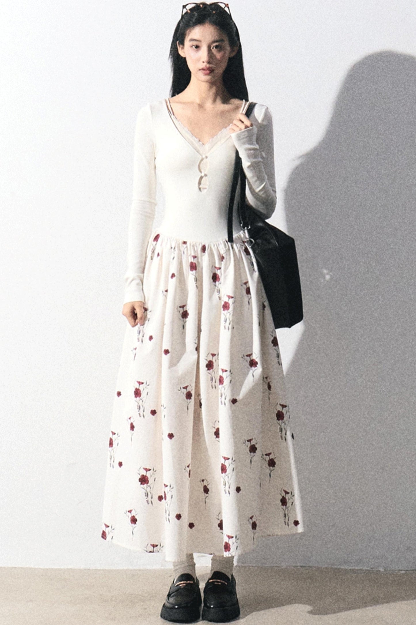 Cutout Lace Maxi Skirt Dress